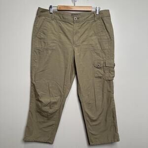 Eddie Bauer Outdoor Capri Pants Womens 16 Tall Dark Khaki‎ Cargo Hiking
